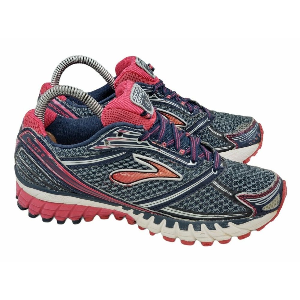 Brooks Womens Ghost 6 B Grey/Pomegranite Sneakers